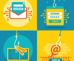 Set of Phishing Via Internet Flat Illustration