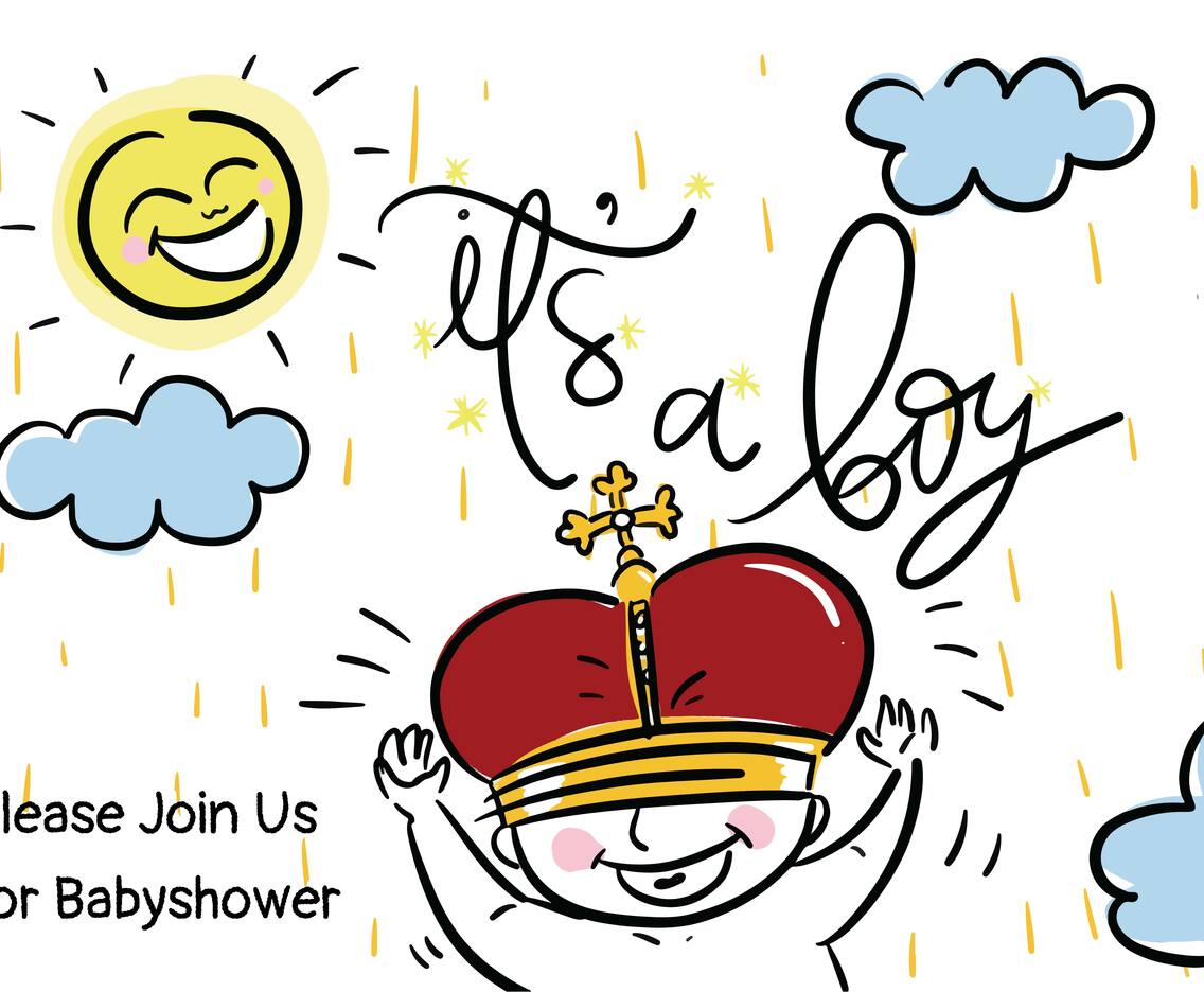 Baby Shower Invitation Hand Drawn Vector