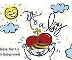 Baby Shower Invitation Hand Drawn Vector