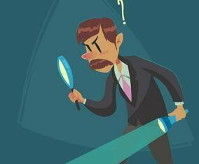 Businessman Searching A Clue