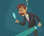 Businessman Searching A Clue