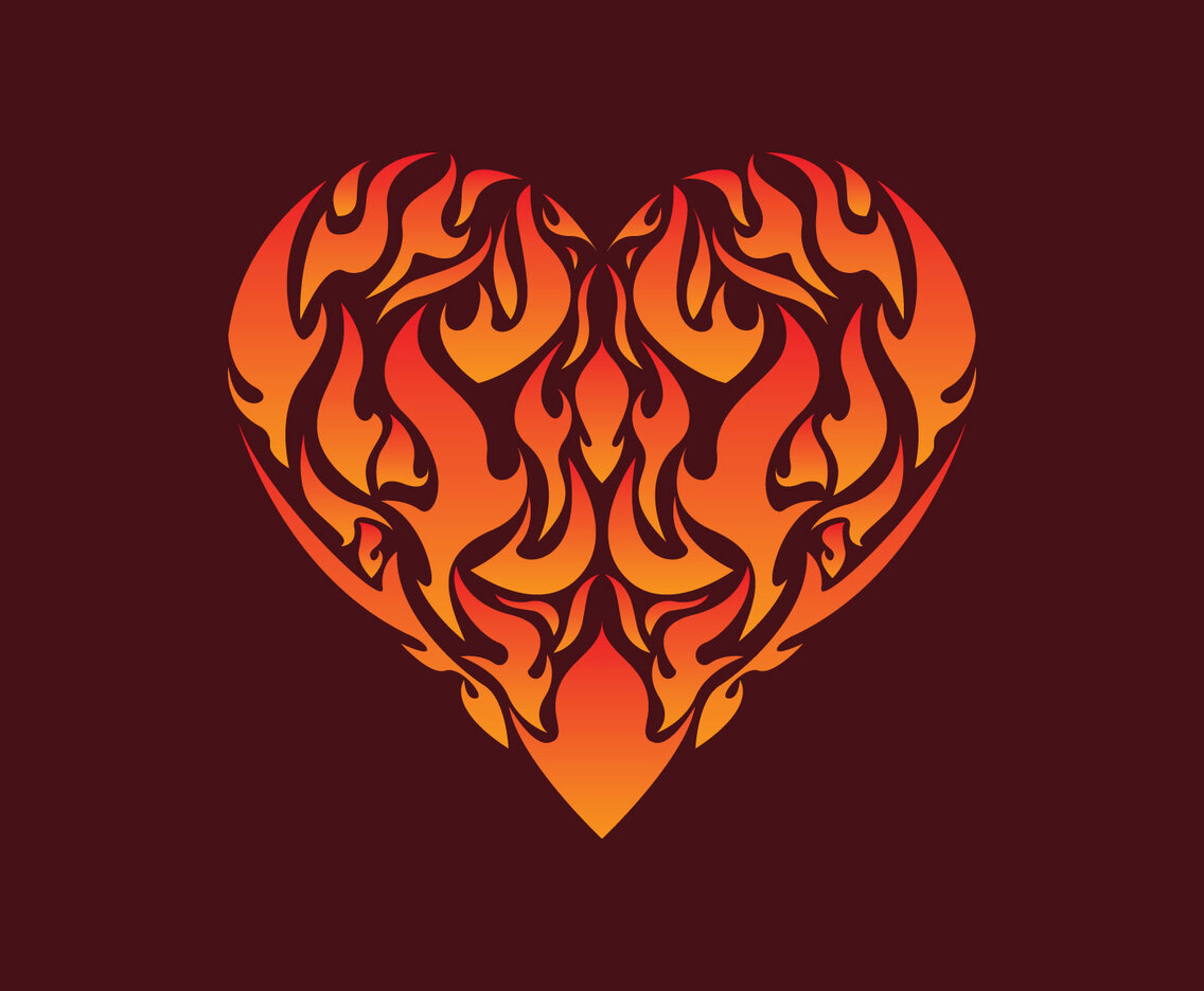Flaming Inside Heart Illustration Vector