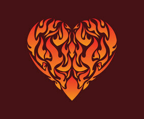Flaming Inside Heart Illustration Vector