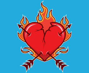 Broken Flaming Heart Illustration