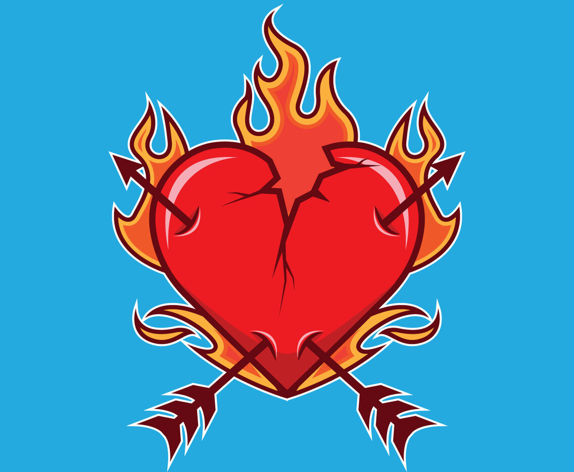 Broken Flaming Heart Illustration