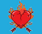 Broken Flaming Heart Illustration
