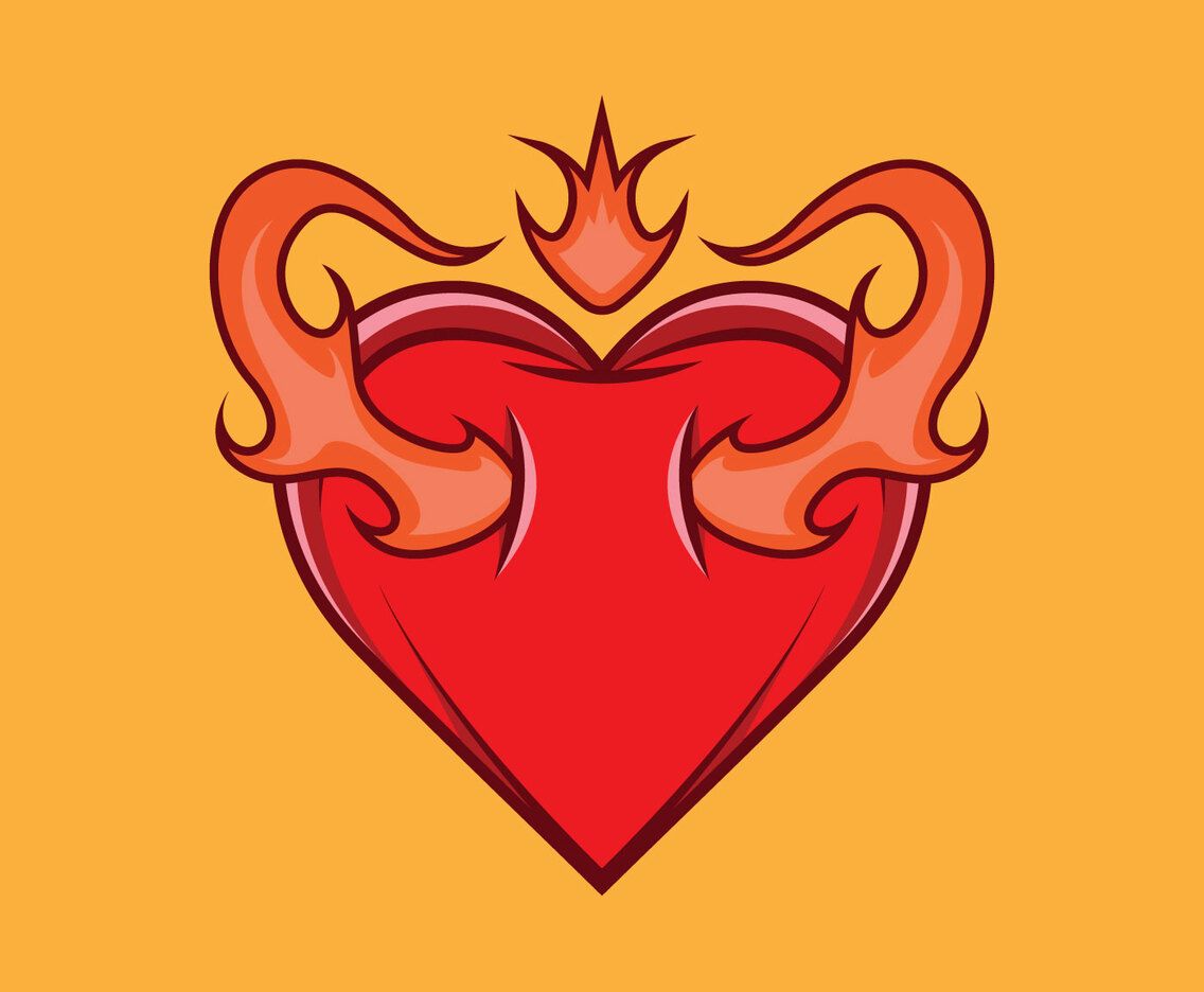 Flaming Heart Vector