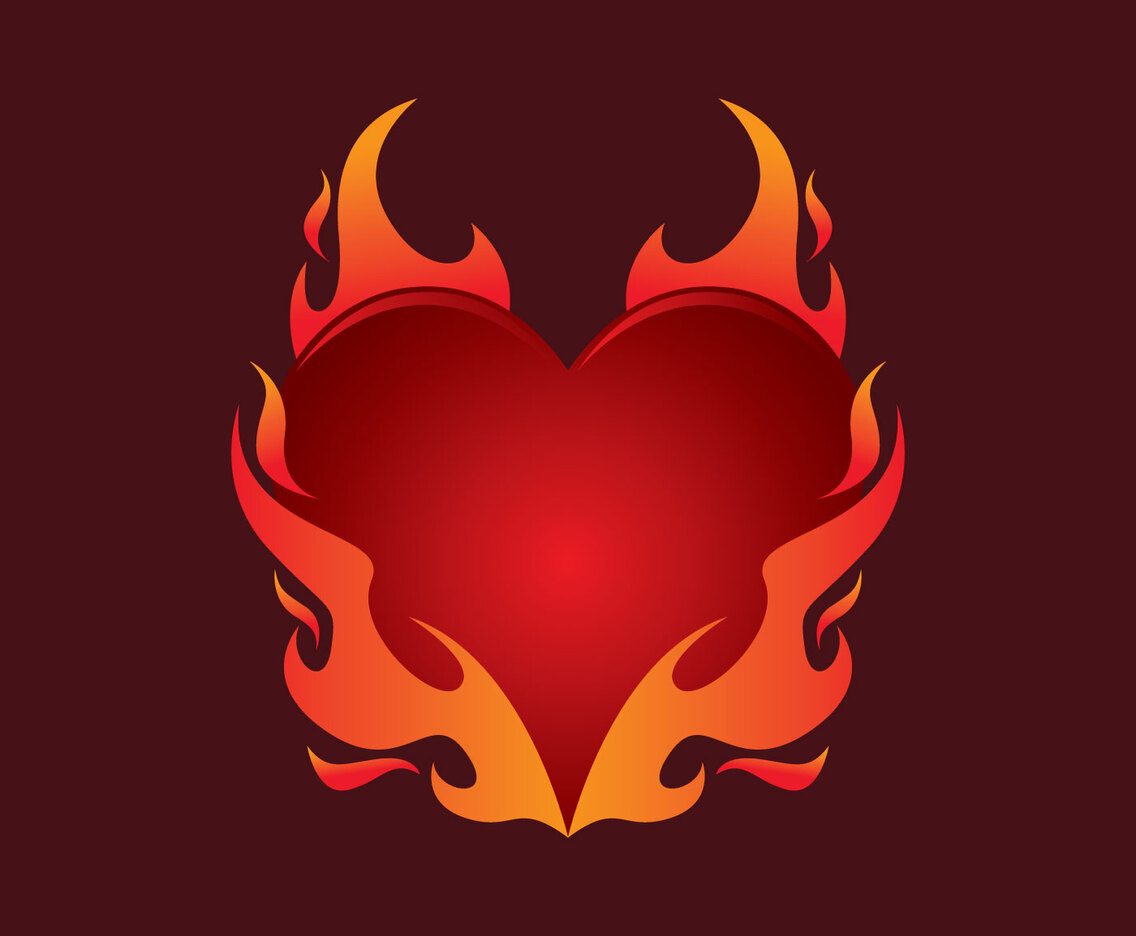 Flaming Heart Vector