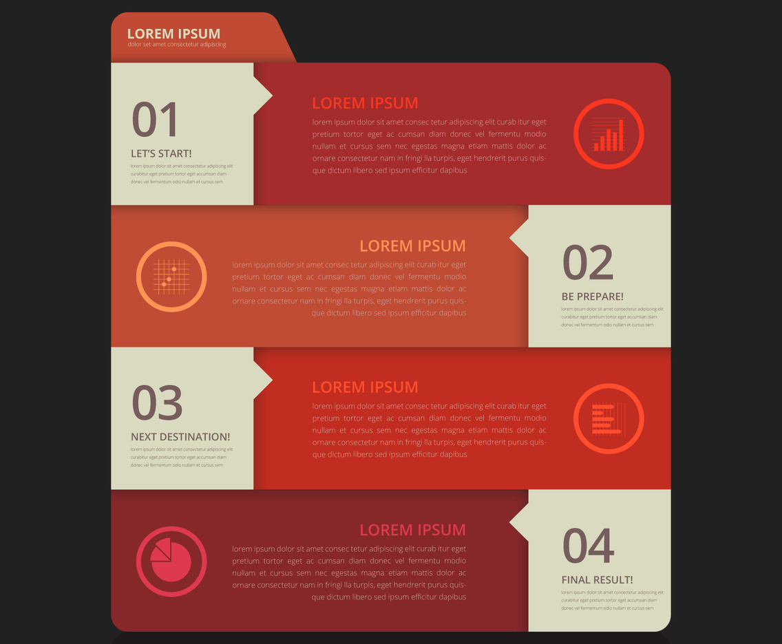 Vector Infographic Index Paper with Black Background Template.