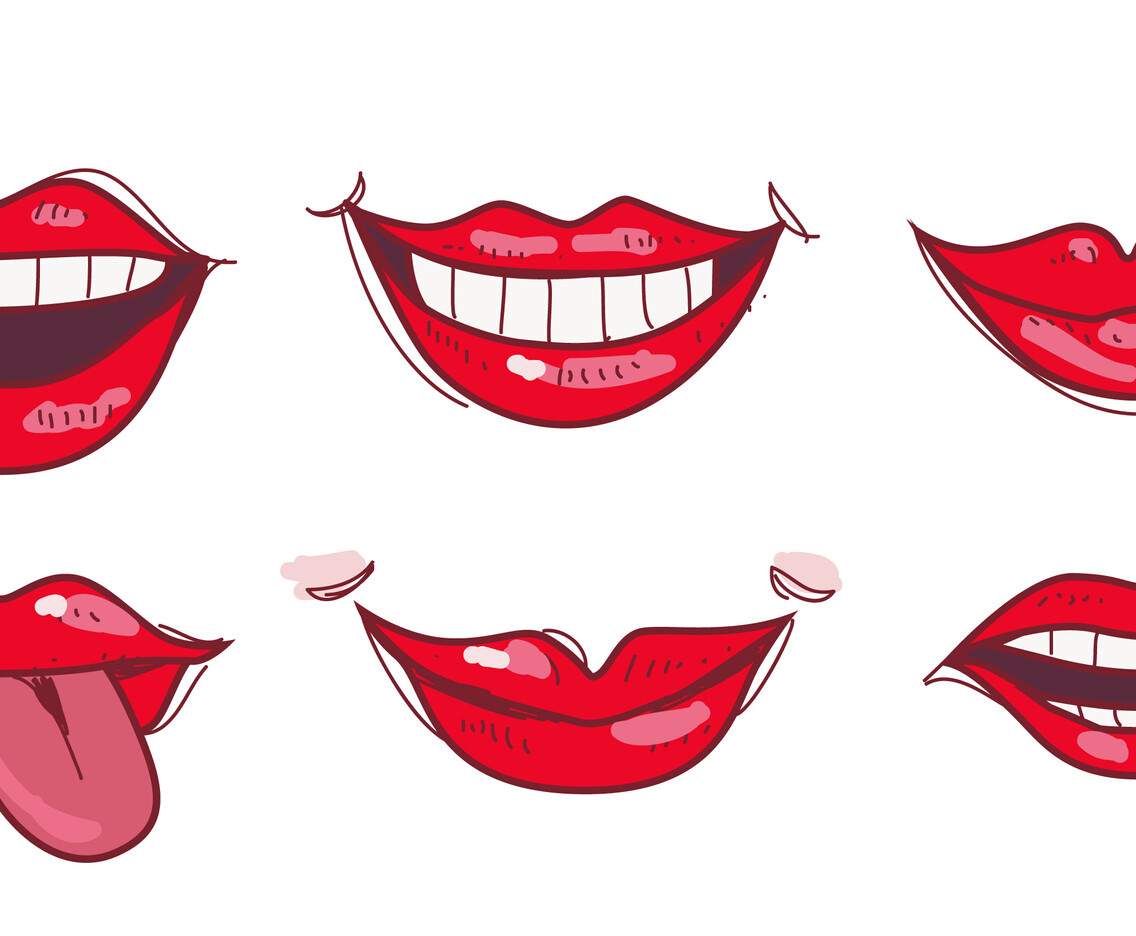Sexy Red Lips Hand Drawn vector Illustration