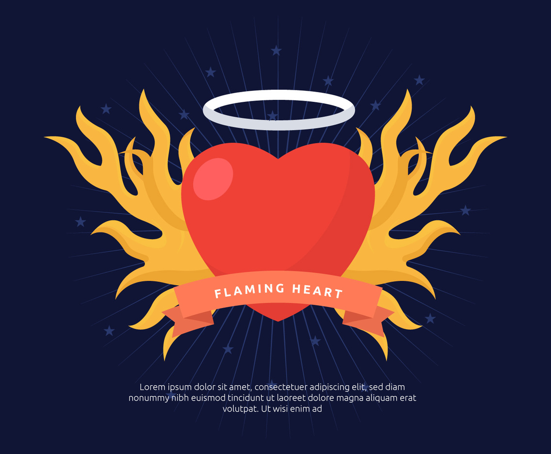 Free Flaming Heart Concept Vector