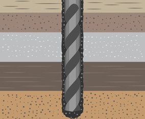 Geomechanics Concept With Earth Auger Drill And Soil Illustration