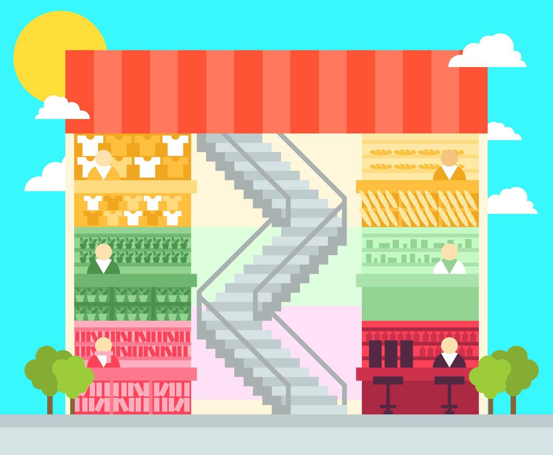 Shopping Center Flat Illustration Vector