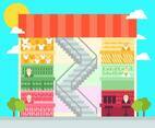 Shopping Center Flat Illustration Vector