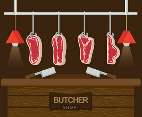 Butchering Veal Vector Illustration