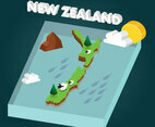 Isometric New Zealand Map Vector Design