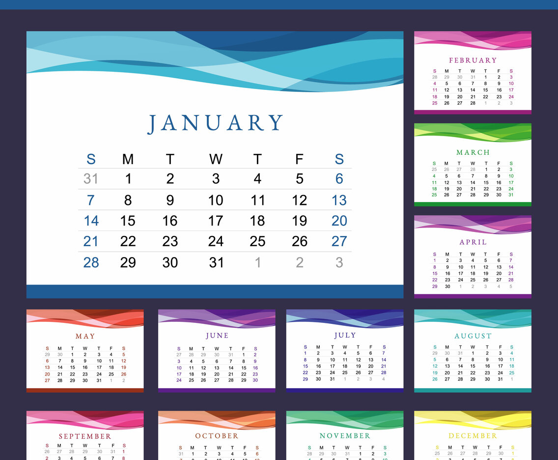 Printable Calendar 2018 Vector