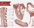 Veal Set Hand Drawn Vector
