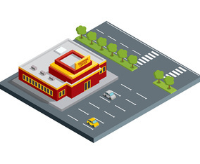 Shopping Center Building Isometric Free Vector