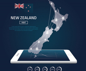 New Zealand Map Digital Phone Map Free Vector