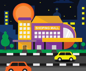 Flat Shopping Center Vector