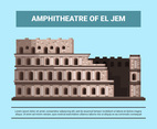 Amphitheatre Of El Jem Vector Illustration