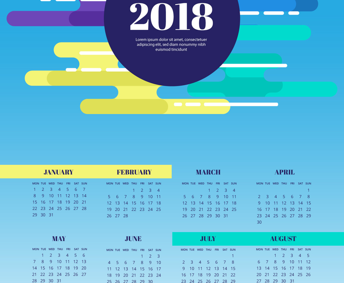 Free Abstract 2018 Calendar Vector