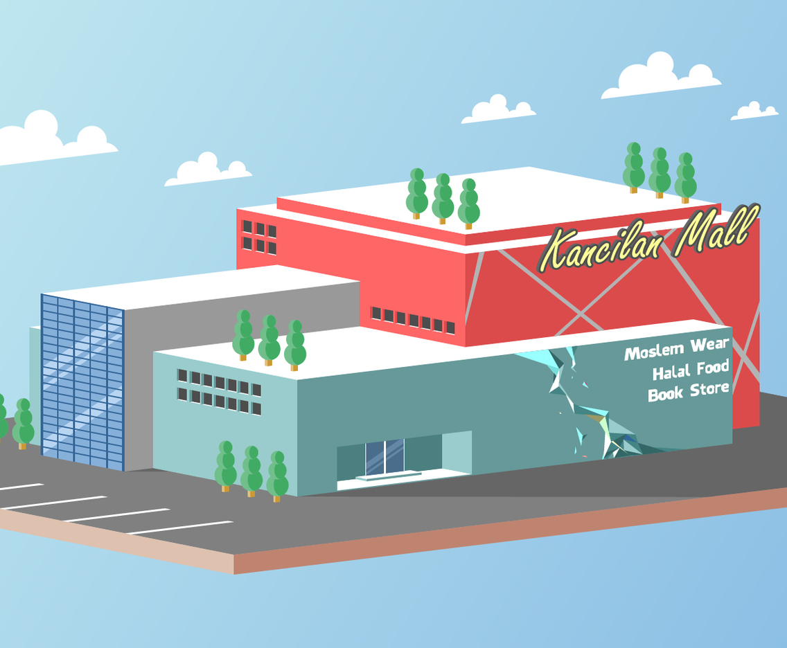 Isometric Mall Center Free Vector