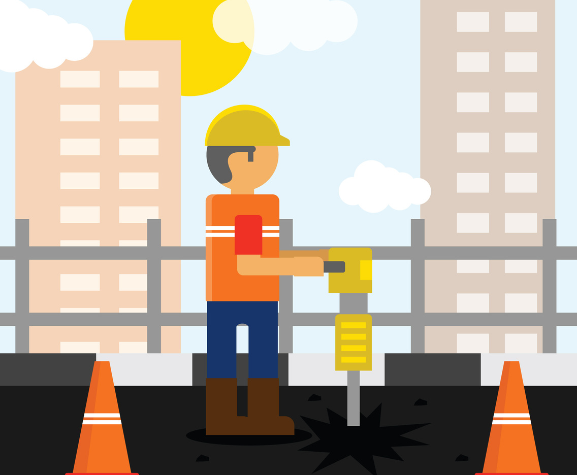 Worker With Pneumatic Drill