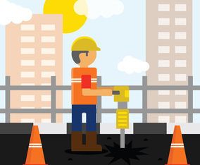 Worker With Pneumatic Drill