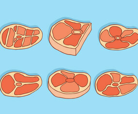 Veal Collection On Blue Vector