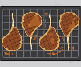 Delicious Veal Steaks On Grill Vector