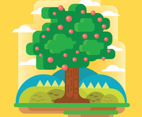 Peach Tree Vector Illustration