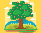 Peach Tree Vector Illustration