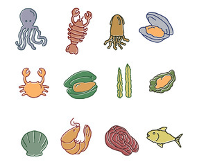 Hand Drawn Seafood Collection