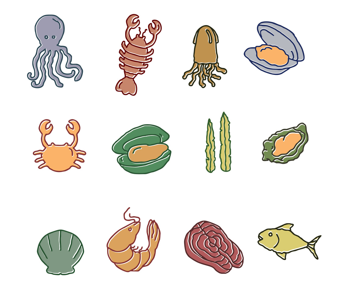 Hand Drawn Seafood Collection