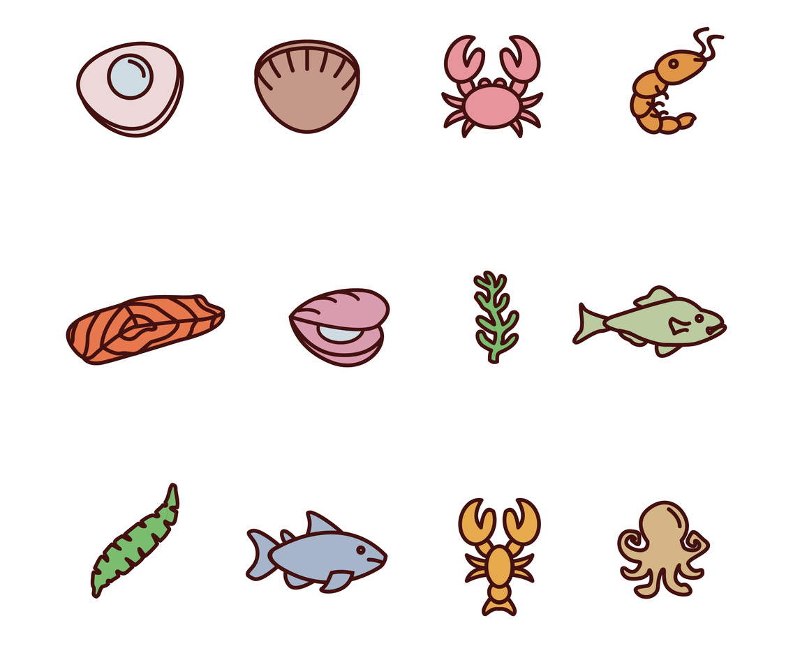Hand Drawn Seafood Collection