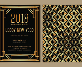 Vector Art Deco New Year Party Invite
