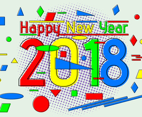 Flat Happy New Year 2018