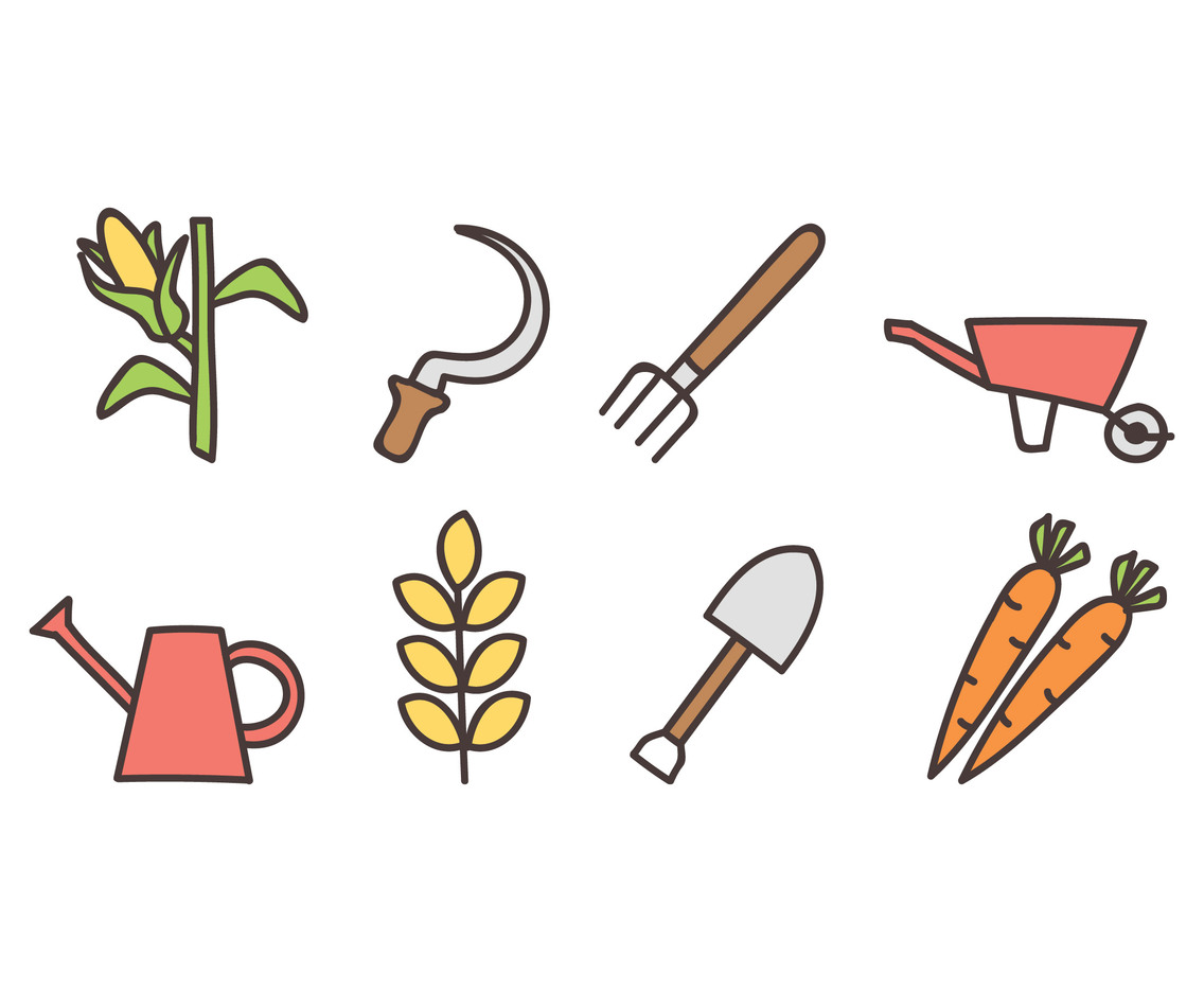 Agriculture doodle icon set