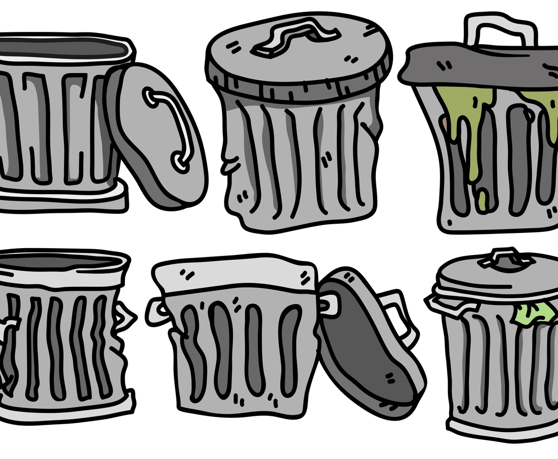 Vector Set Of Waste Basket Flat Icons