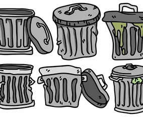 Vector Set Of Waste Basket Flat Icons