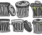 Vector Set Of Waste Basket Flat Icons