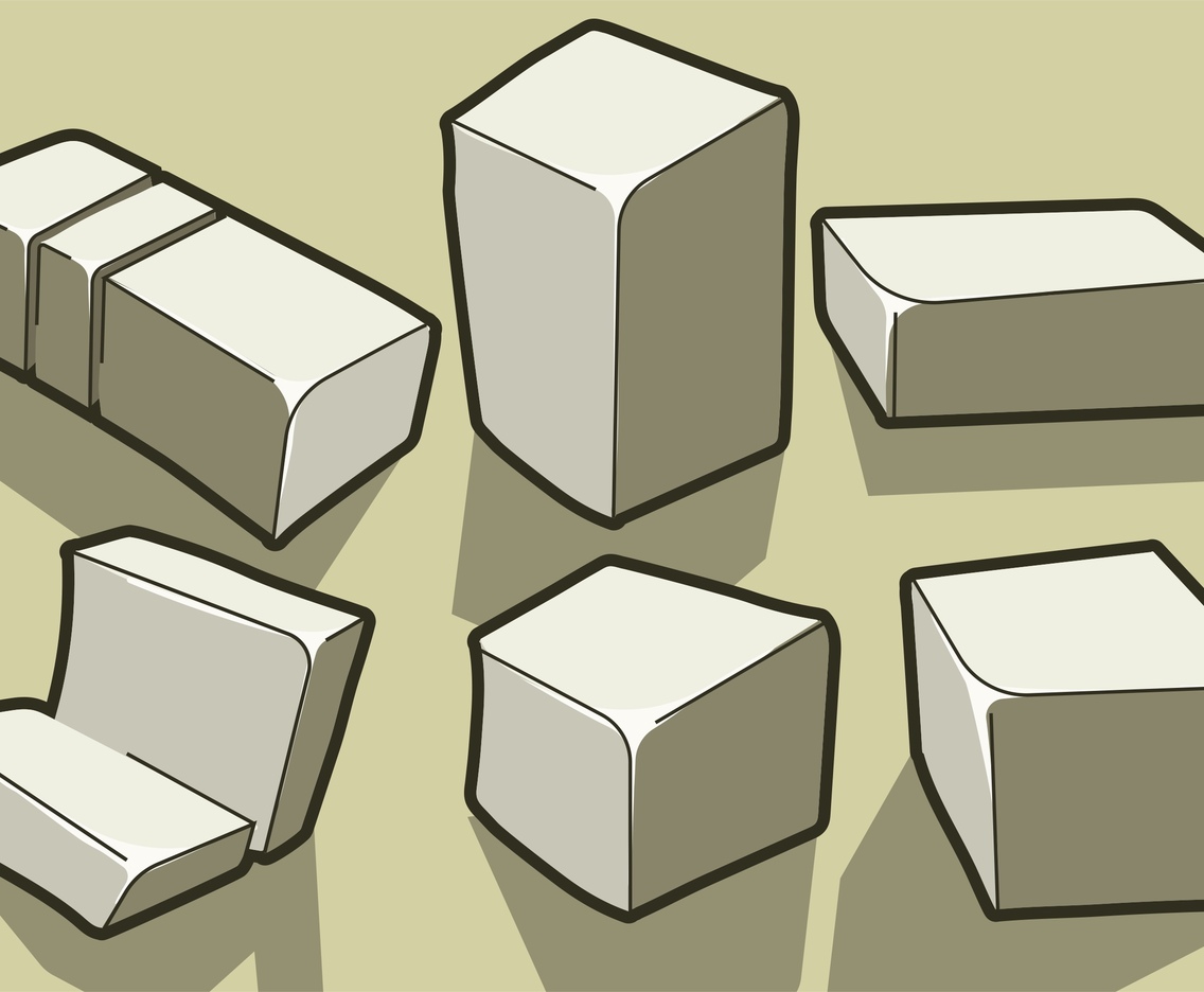 Vector Tofu Cheese Cartoon Style Illustrations