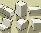 Vector Tofu Cheese Cartoon Style Illustrations