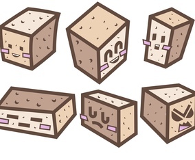 Vector Tofu Cheese Cartoon Style Illustration