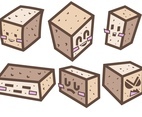 Vector Tofu Cheese Cartoon Style Illustration
