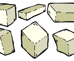 Vector Tofu Cheese Cartoon Style Illustration Set