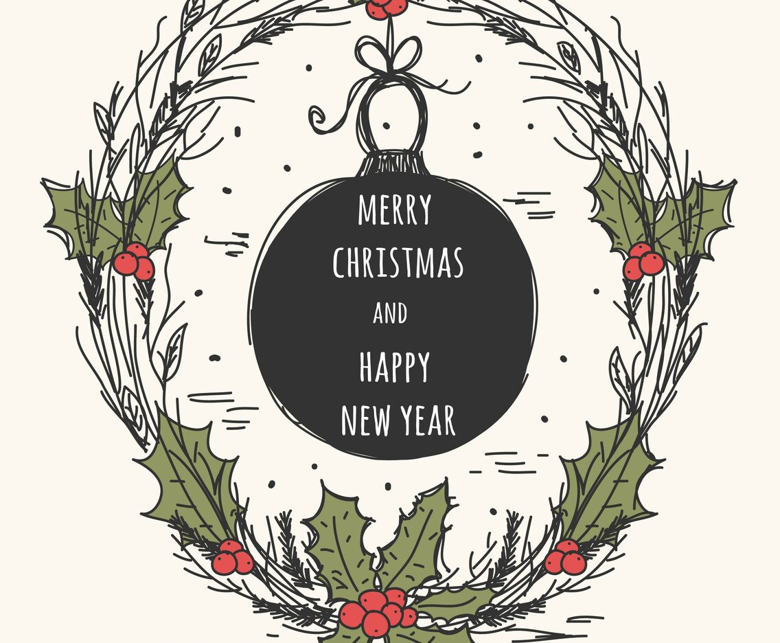 Hand Drawn Christmas Wreath Vector