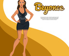 Beyonce Full Body Vector Cartoon Illustration